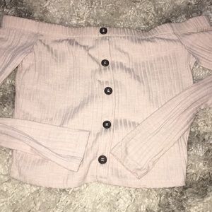 Cream off the shoulder crop